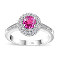AAA Rosa Saphir, Weißer Diamant Ring, AGI zertifiziert und geprüft, 417 Weiß Gold (Größe 20.00) ca. 1.10 ct