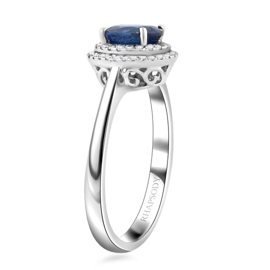 RHAPSODY AAAA Ceylon-Saphir, Weißer Diamant Ring, AGI zertifiziert und geprüft, 950 Platin (Größe 19.00) ca. 1.27 ct