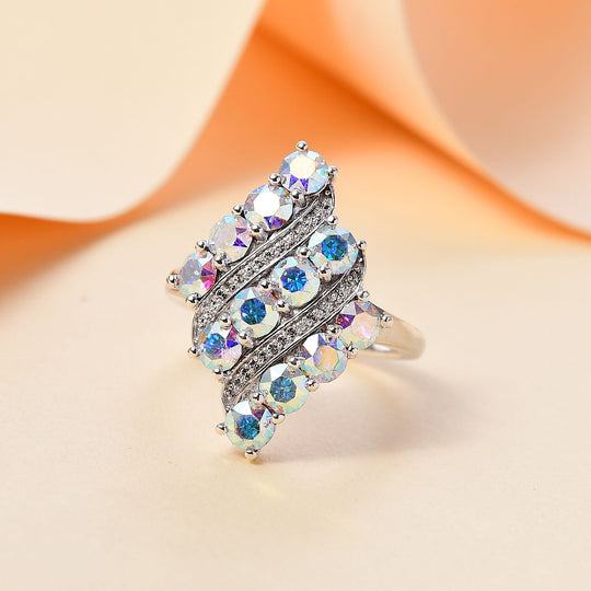 AB Kristall, Weißer Kristall Ring 925 Silber rhodiniert (Größe 20.00) (8-10 Tagen Lieferzeit)