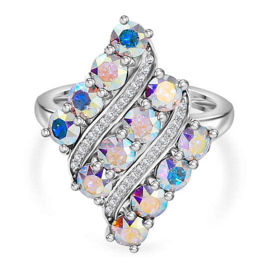 AB Kristall, Weißer Kristall Ring 925 Silber rhodiniert (Größe 20.00) (8-10 Tagen Lieferzeit)