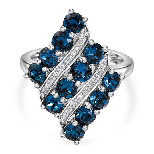 Montana Kristall, Weißer Kristall Ring 925 Silber rhodiniert (Größe 20.00) 2.33 ct