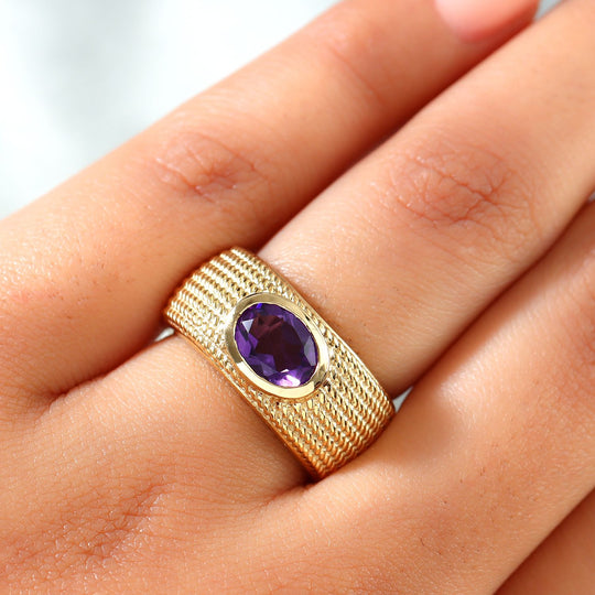 Afrikanischer Amethyst Ring Messing vergoldet (Größe 18.00) ca. 1,16 ct