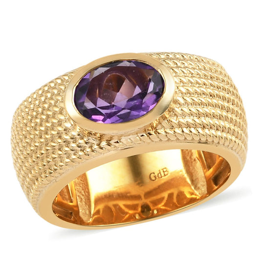 Afrikanischer Amethyst Ring Messing vergoldet (Größe 18.00) ca. 1,16 ct