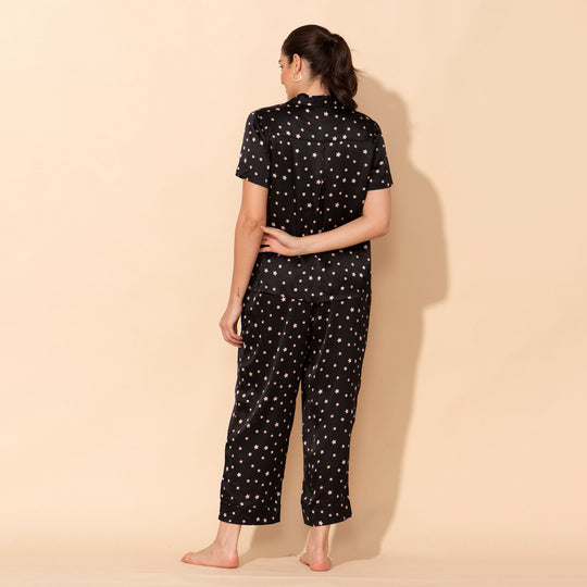 TAMSY - Satin Loungewear, M 38, Schwarz
