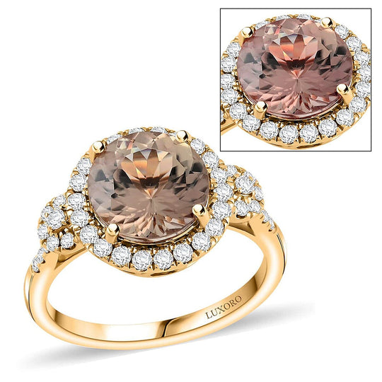 LUXORO AAA Turkizit, Weißer Diamant Ring 585 Gold (Größe 16.50) ca. 4,00 ct