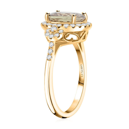 LUXORO AAA Turkizit, Weißer Diamant Ring 585 Gold (Größe 16.50) ca. 4,00 ct
