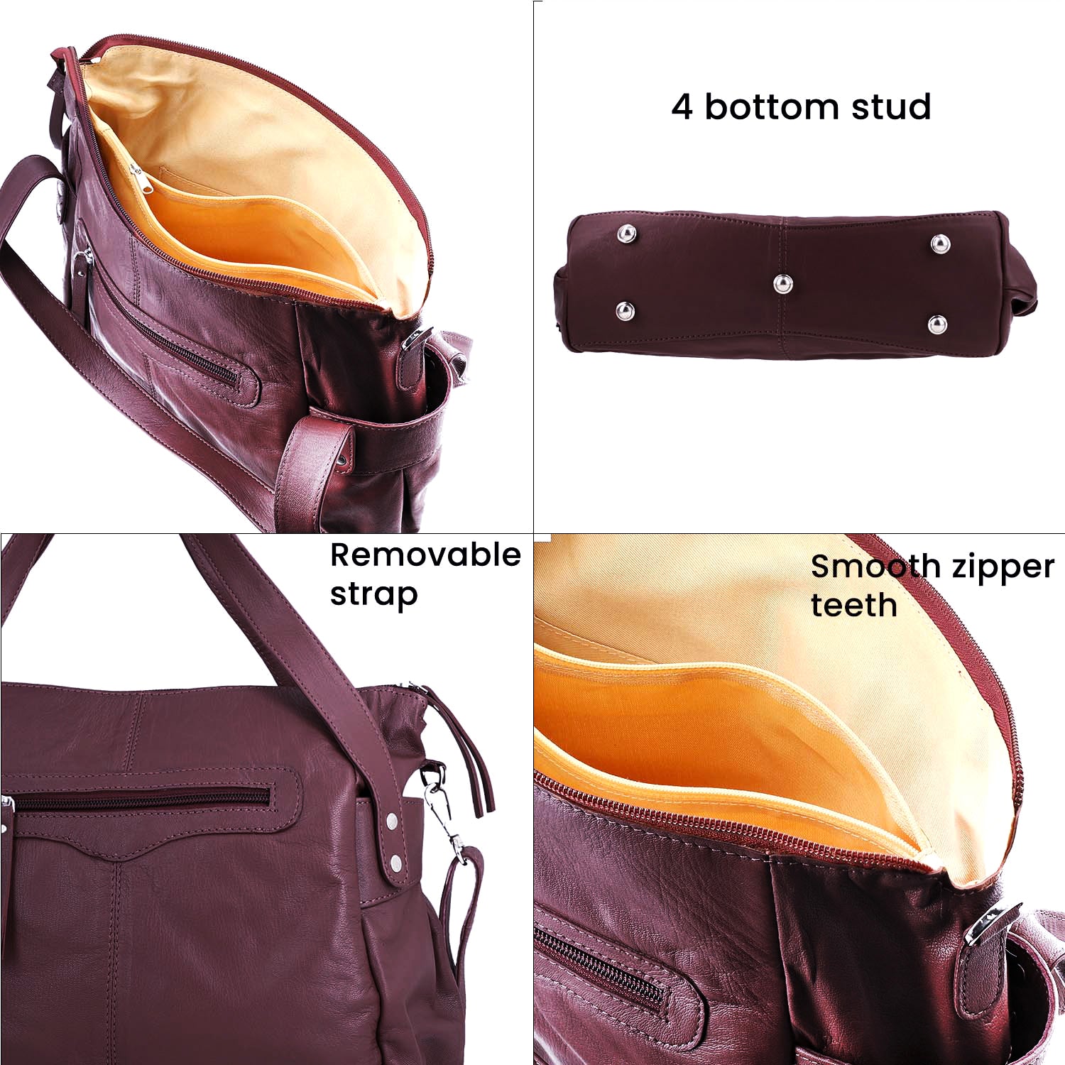 100% echte Leder Handtasche RFID Schutz, 43x28x7,5 cm, Braun