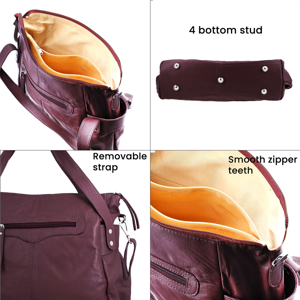 100% echte Leder Handtasche RFID Schutz, 43x28x7,5 cm, Braun