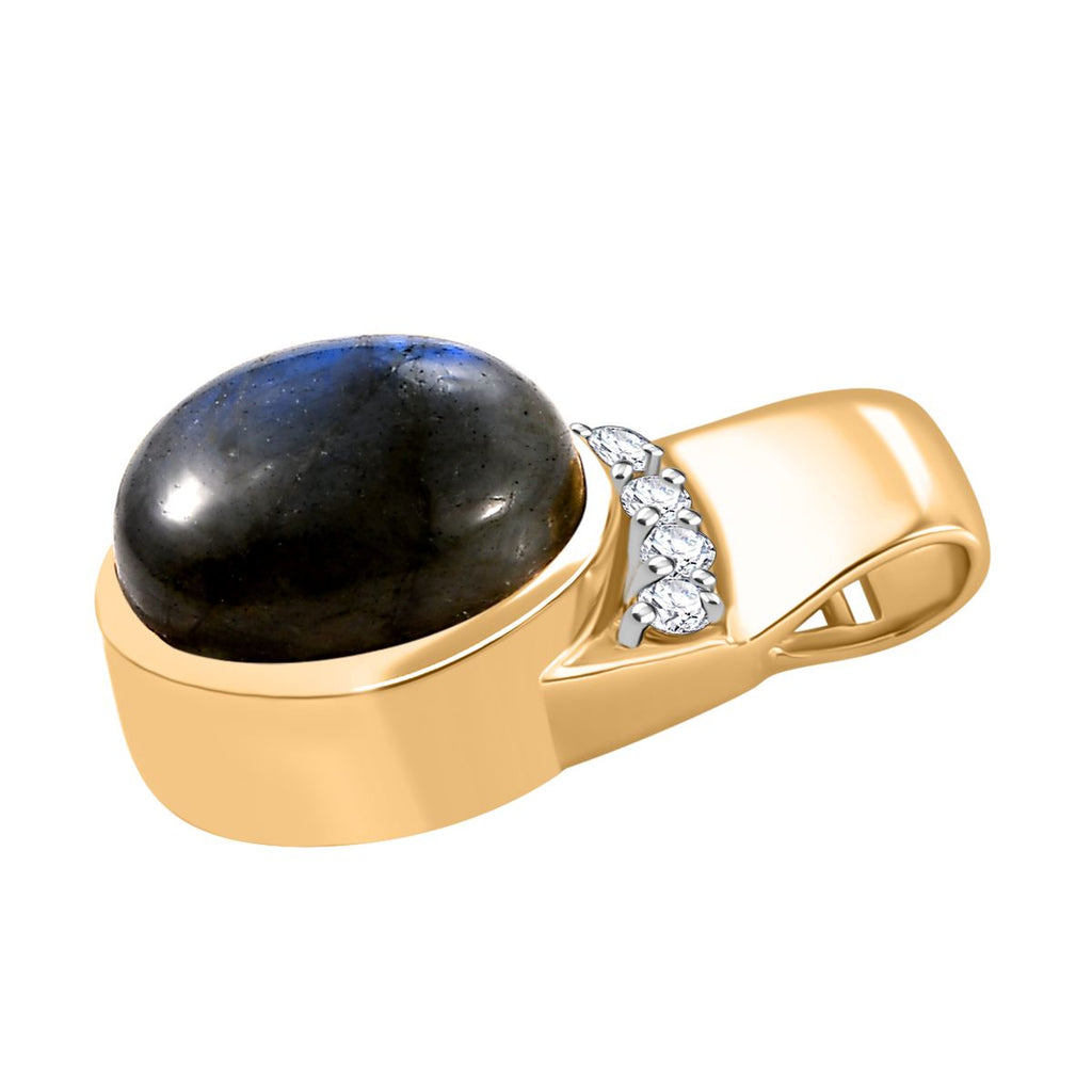 Labradorit, Weißer Zirkon Anhänger Messing ca. 5,92 ct.