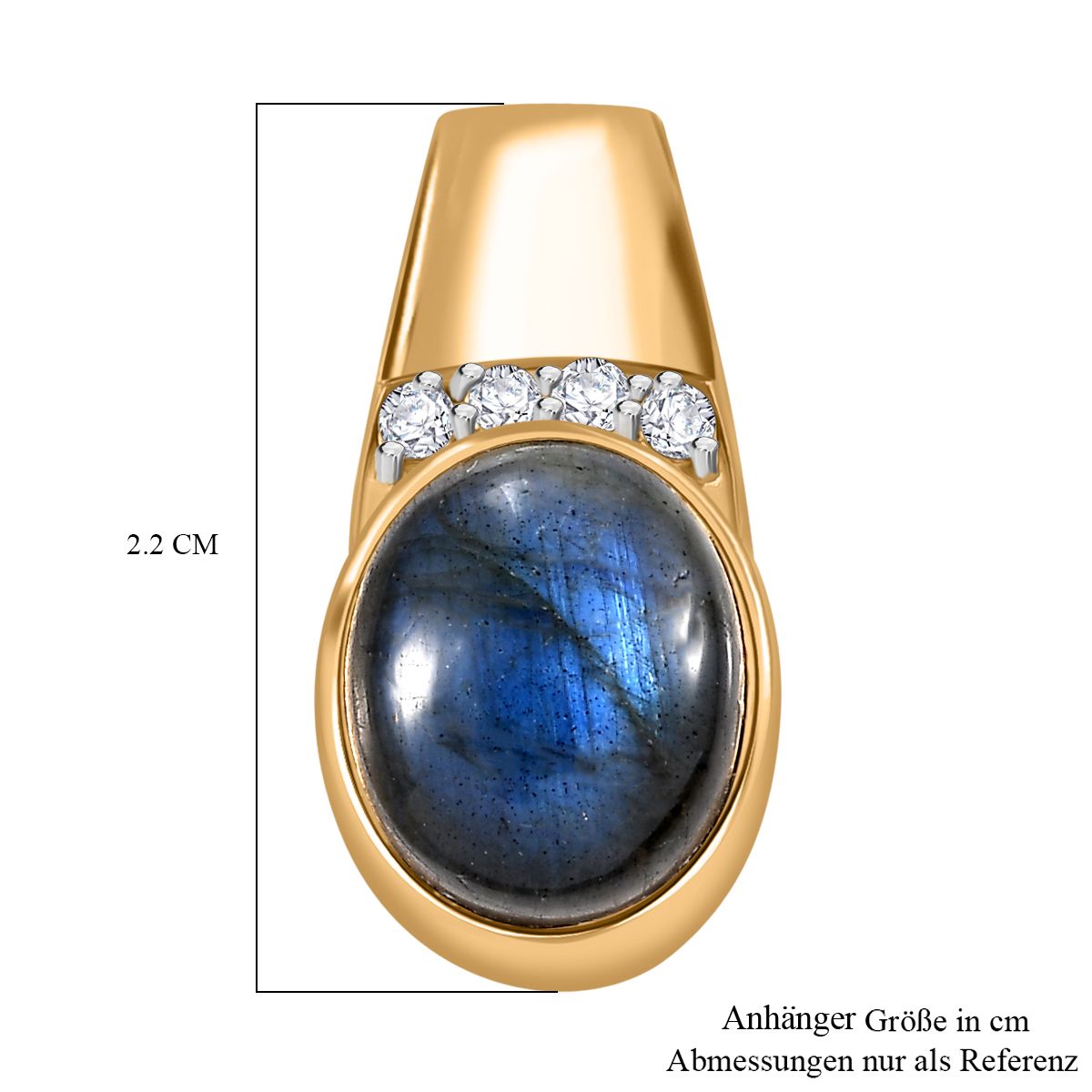Labradorit, Weißer Zirkon Anhänger Messing ca. 5,92 ct.