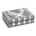 Handgefertigtes, Aluminium-Schmuckkästchen, silber, Adlerprägung