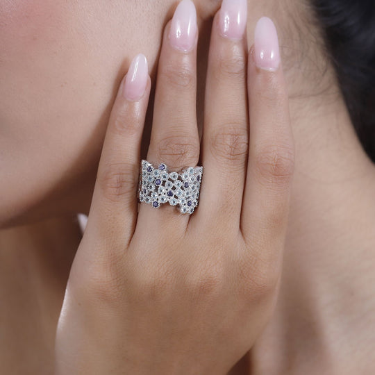 SEA LIFE KOLLEKTION - AA Lagunen Apatit, Iolit Ring 925 Silber rhodiniert ca. 2.01 ct