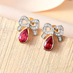 Lab Created Padparadscha-Saphir, Weißer Zirkon Ohrringe 925 Silber 750 Gelbgold Vermeil ca. 5.23 ct