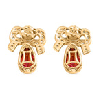 Lab Created Padparadscha-Saphir, Weißer Zirkon Ohrringe 925 Silber 750 Gelbgold Vermeil ca. 5.23 ct