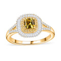 AAA Gelber Saphir, Weißer Diamant Ring 585 Gold (Größe 16.50) ca. 1,34 ct