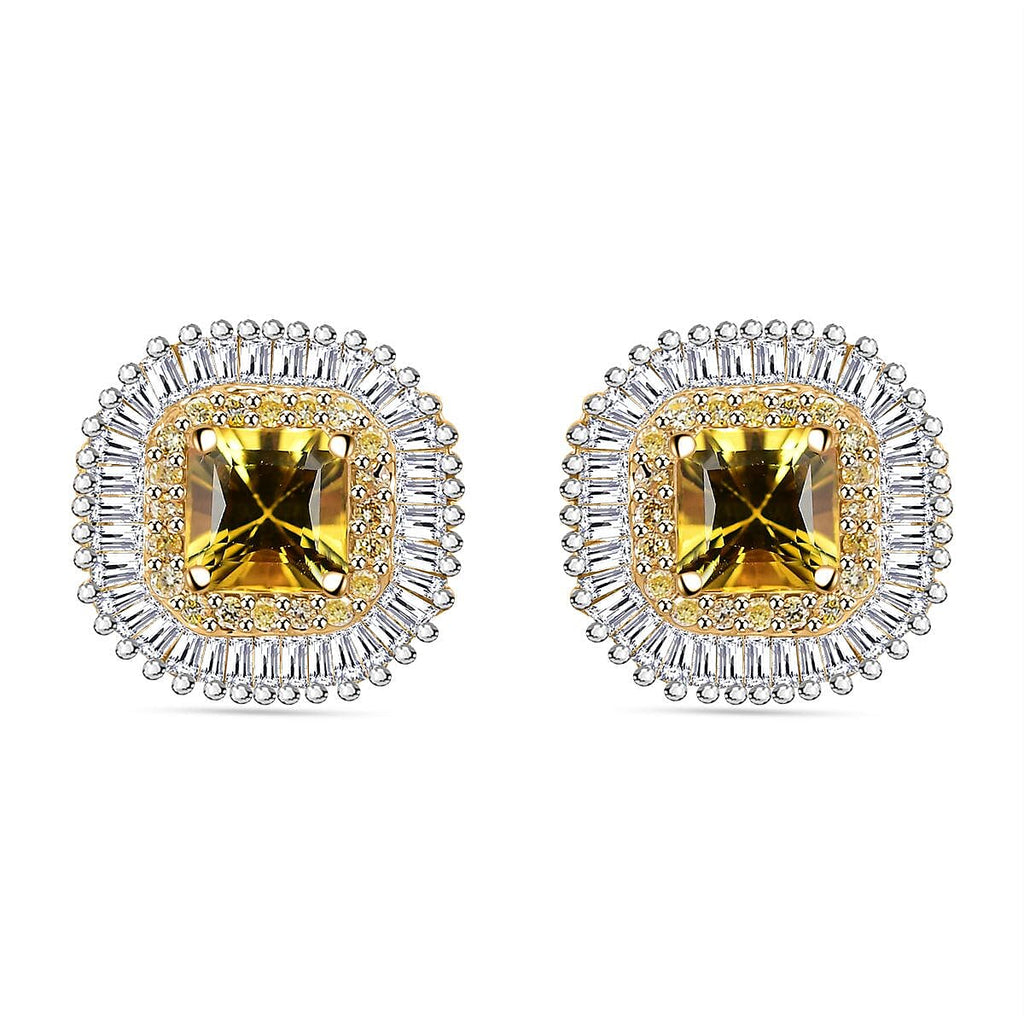 AAA Gelber Saphir, Weißer Diamant Ohrringe, AGI zertifiziert und geprüft, 585 Gelb Gold ca. 2.44 ct