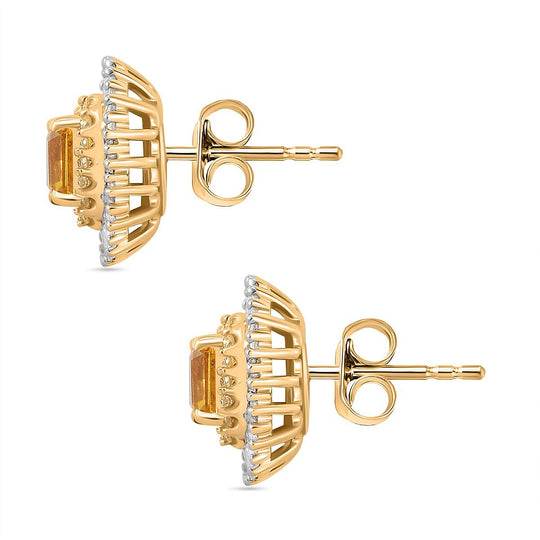 AAA Gelber Saphir, Weißer Diamant Ohrringe, AGI zertifiziert und geprüft, 585 Gelb Gold ca. 2.44 ct