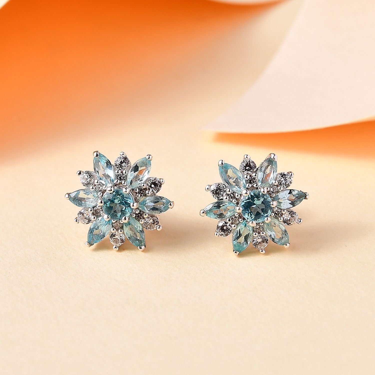 AA Lagunen Apatit Ohrringe 925 Silber rhodiniert ca. 2.05 ct