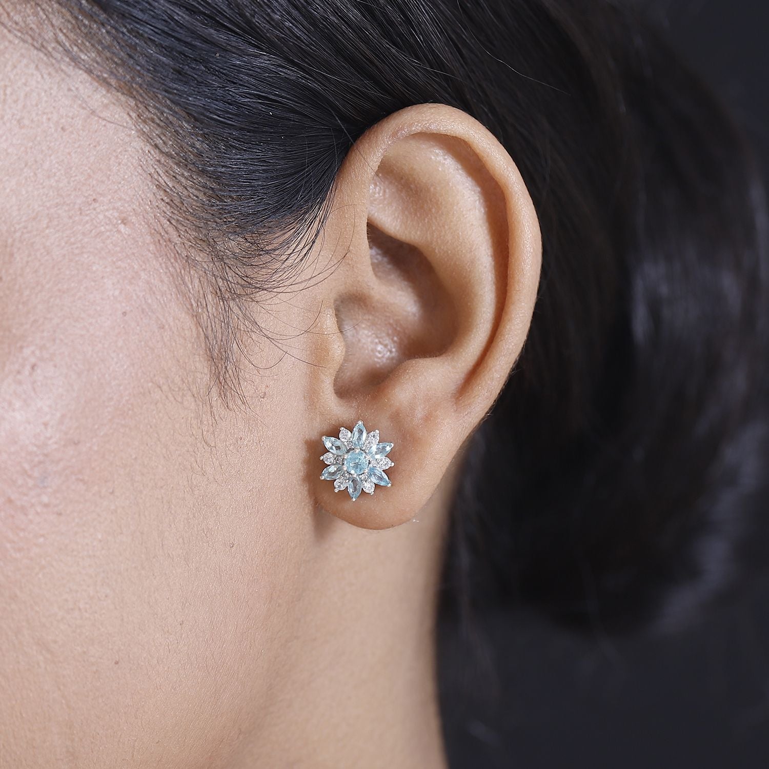 AA Lagunen Apatit Ohrringe 925 Silber rhodiniert ca. 2.05 ct