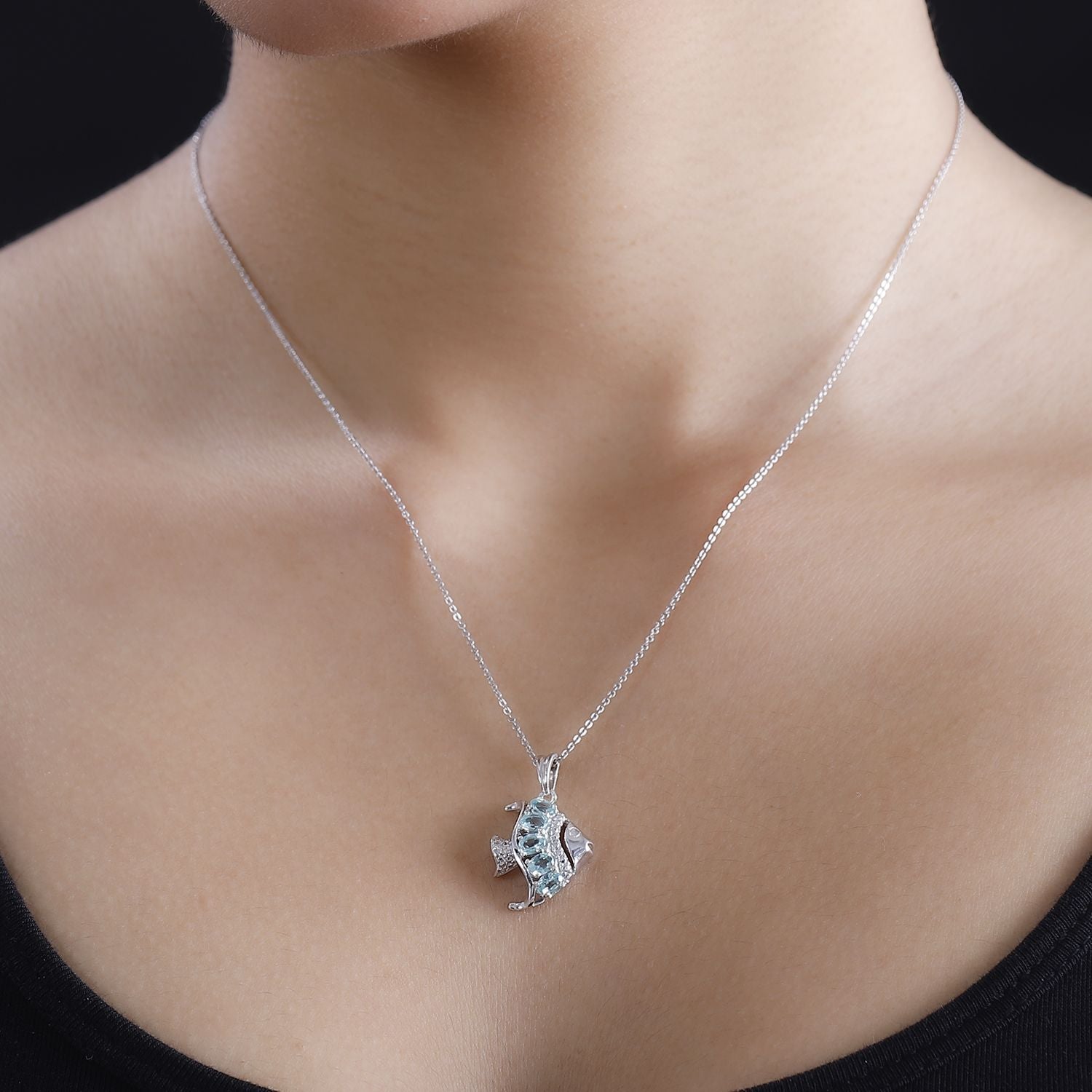 SEA LIFE KOLLEKTION - AA Lagunen Apatit Anhänger 925 Silber rhodiniert ca. 1.00 ct