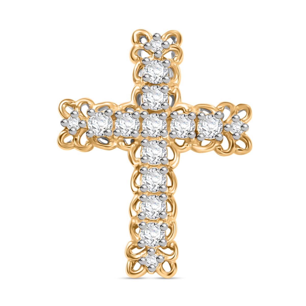 J Francis gefertigt mit SWAROVSKI Zirkonia Anhänger 925 Silber platiniert und vergoldet