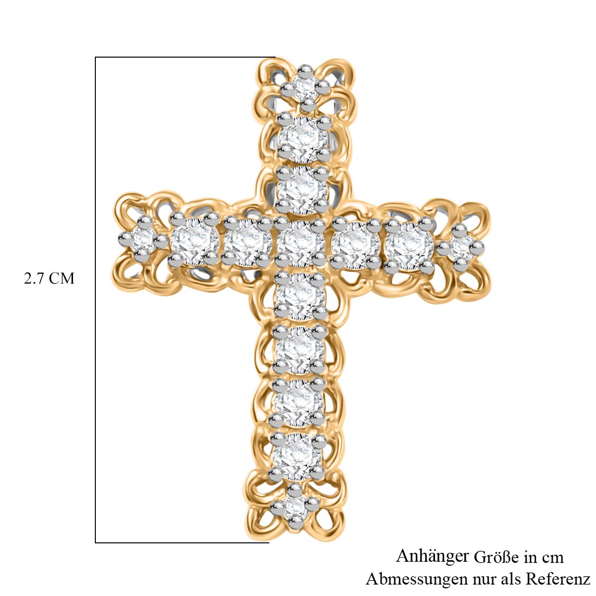 J Francis gefertigt mit SWAROVSKI Zirkonia Anhänger 925 Silber platiniert und vergoldet