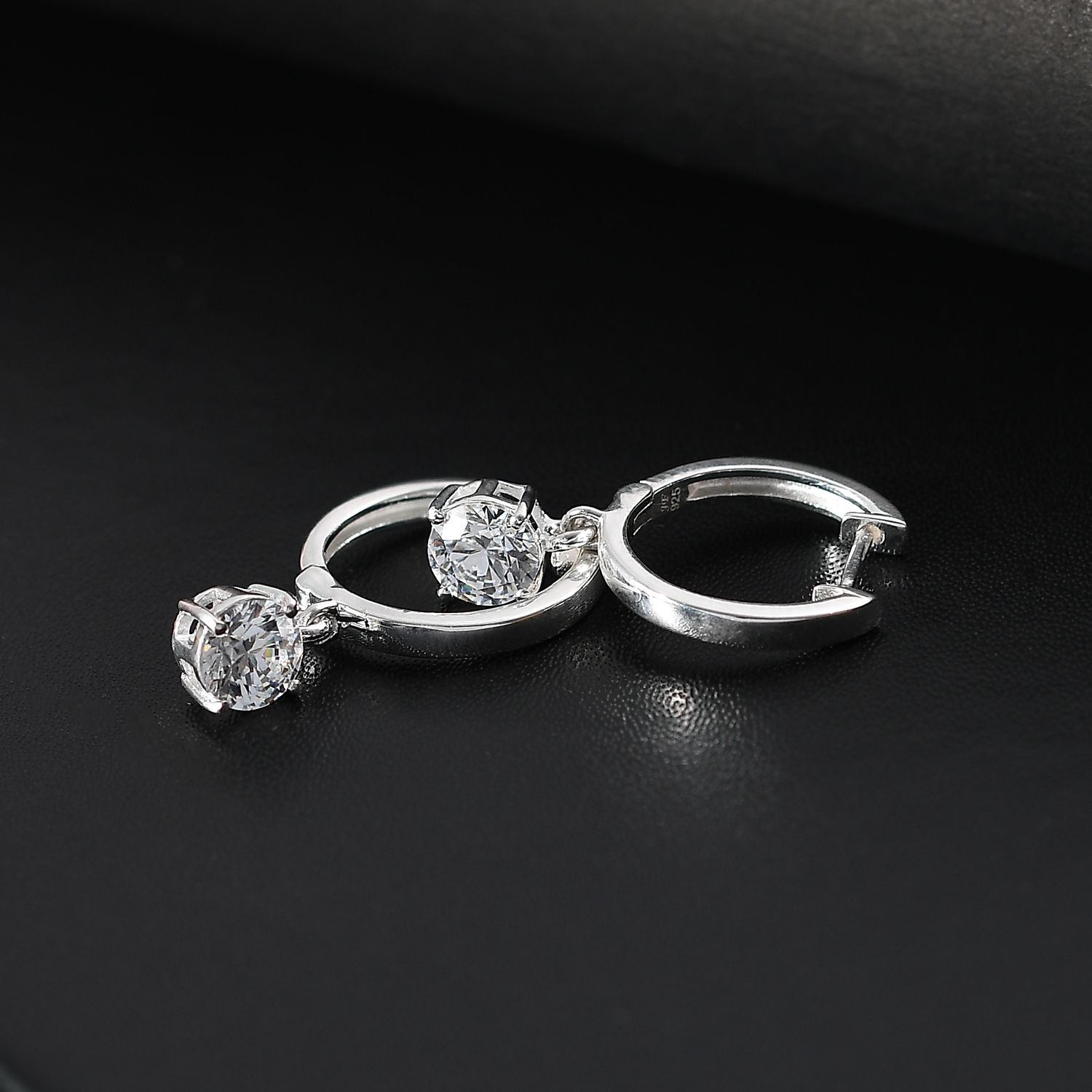 J Francis gefertigt mit SWAROVSKI Zirkonia Ohrringe 925 Silber Standard 1.95 ct