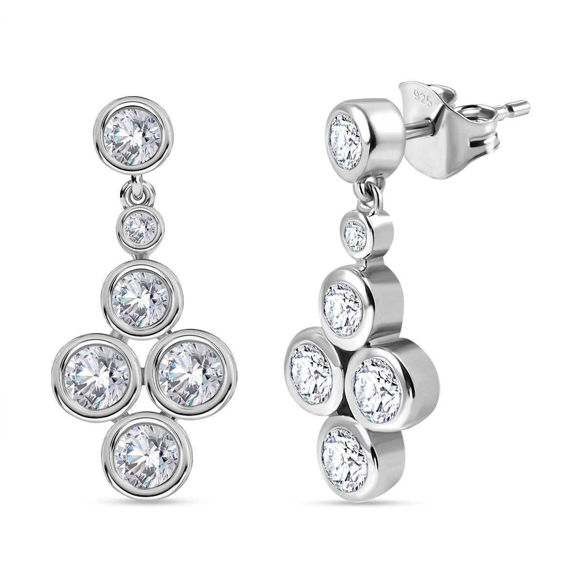 Zirkonia Ohrringe 925 Silber rhodiniert