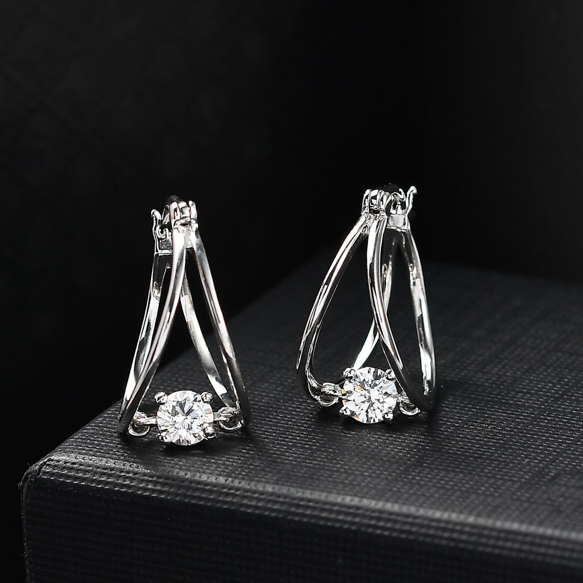 J Francis gefertigt mit SWAROVSKI Zirkonia Ohrringe 925 Silber platiniert