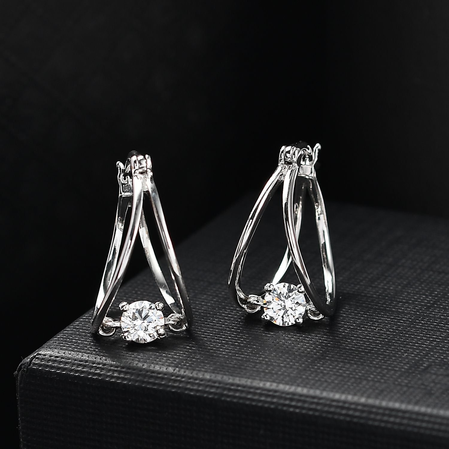 J Francis gefertigt mit SWAROVSKI Zirkonia Ohrringe 925 Silber platiniert