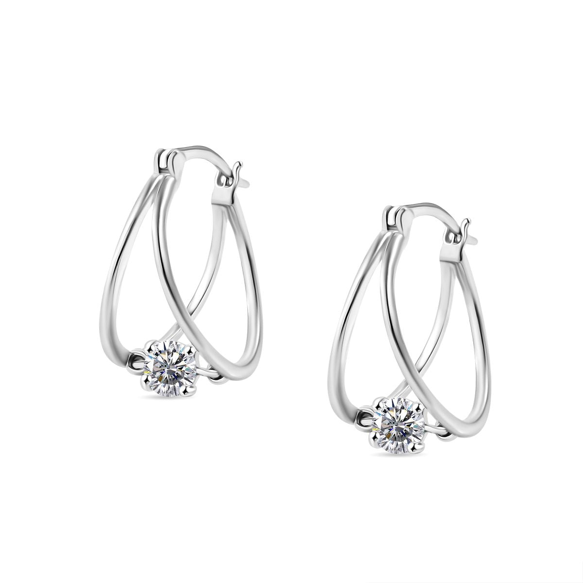 J Francis gefertigt mit SWAROVSKI Zirkonia Ohrringe 925 Silber platiniert
