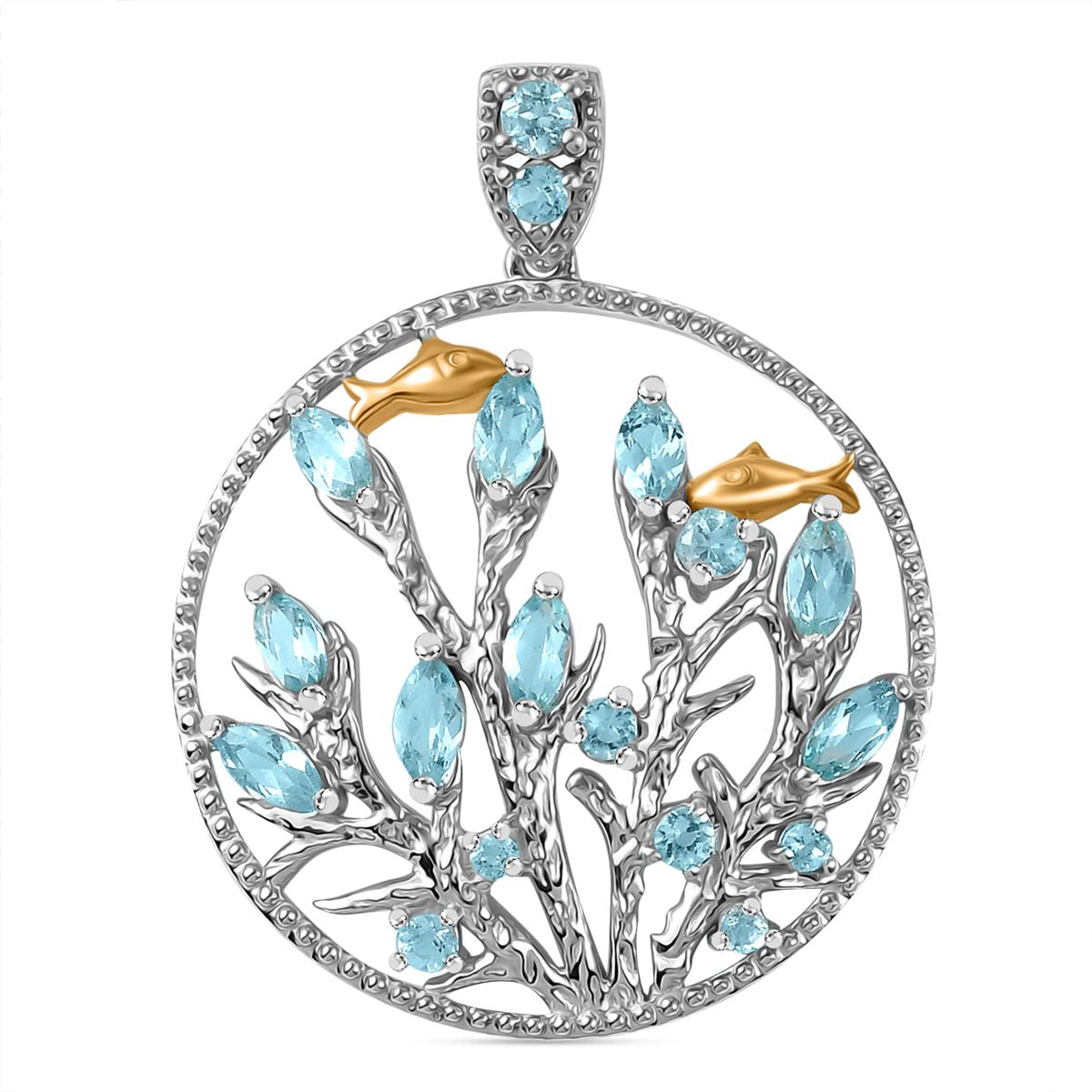 SEA LIFE KOLLEKTION - AA Lagunen Apatit Anhänger 925 Silber Rhodiniert und 750 Gelbgold Vermeil ca. 1.87 ct
