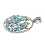 SEA LIFE KOLLEKTION - AA Lagunen Apatit Anhänger 925 Silber Rhodiniert und 750 Gelbgold Vermeil ca. 1.87 ct