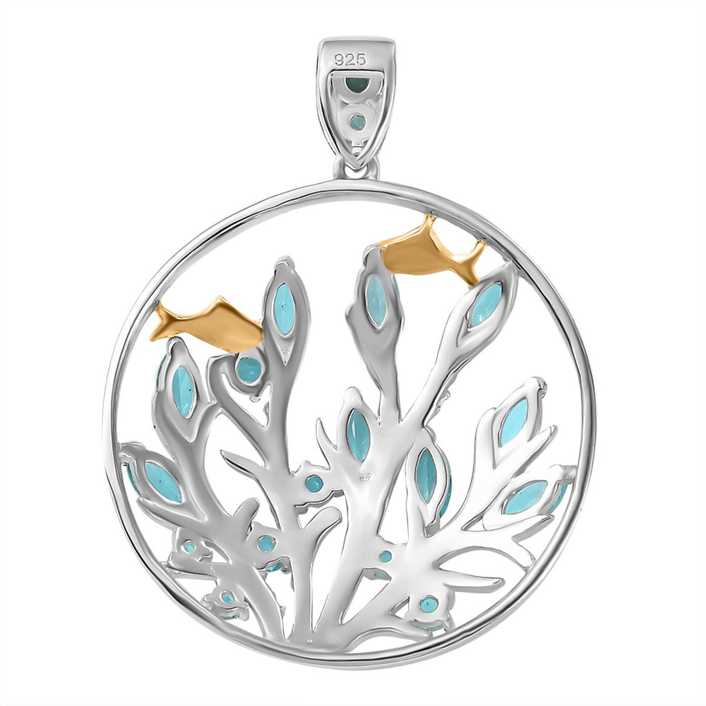 SEA LIFE KOLLEKTION - AA Lagunen Apatit Anhänger 925 Silber Rhodiniert und 750 Gelbgold Vermeil ca. 1.87 ct