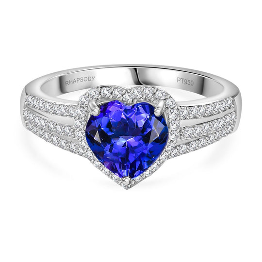 RHAPSODY AAAA Tansanit, Weißer Diamant Ring 950 Platin (Größe 19.00) ca. 2.44 ct