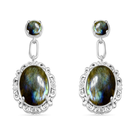Lila Türkis Ohrringe Messing ca. 12.36 ct