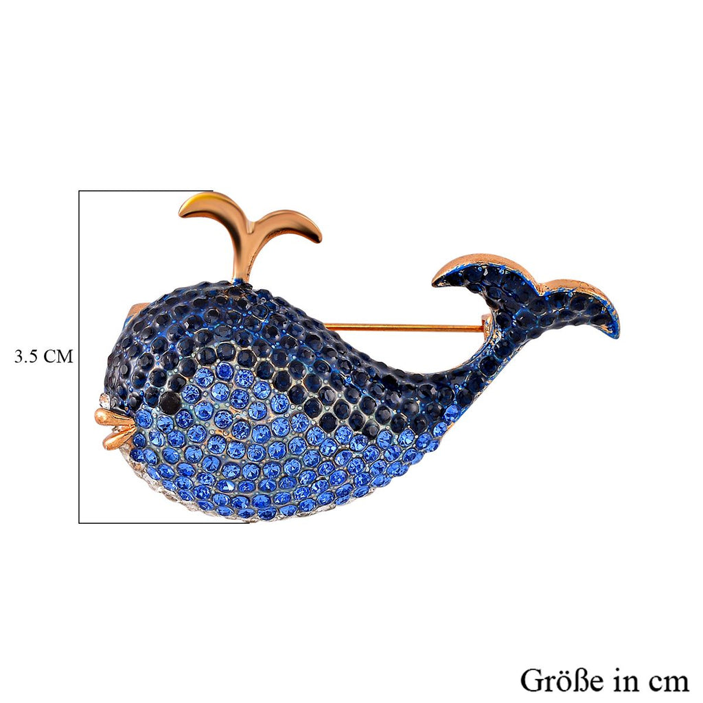 Mehrfarbiger Kristall Delphin Brosche