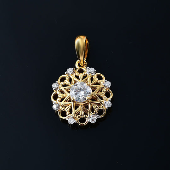 Moissanit Anhänger 925 Silber 750 Gelbgold Vermeil