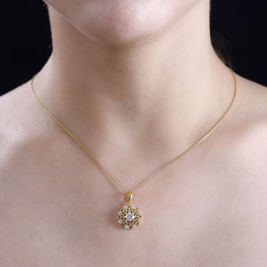 Moissanit Anhänger 925 Silber 750 Gelbgold Vermeil