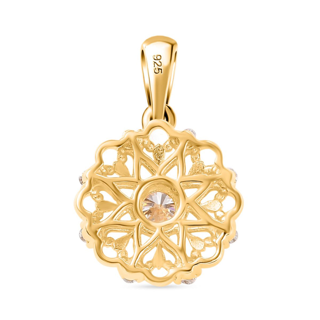 Moissanit Anhänger 925 Silber 750 Gelbgold Vermeil