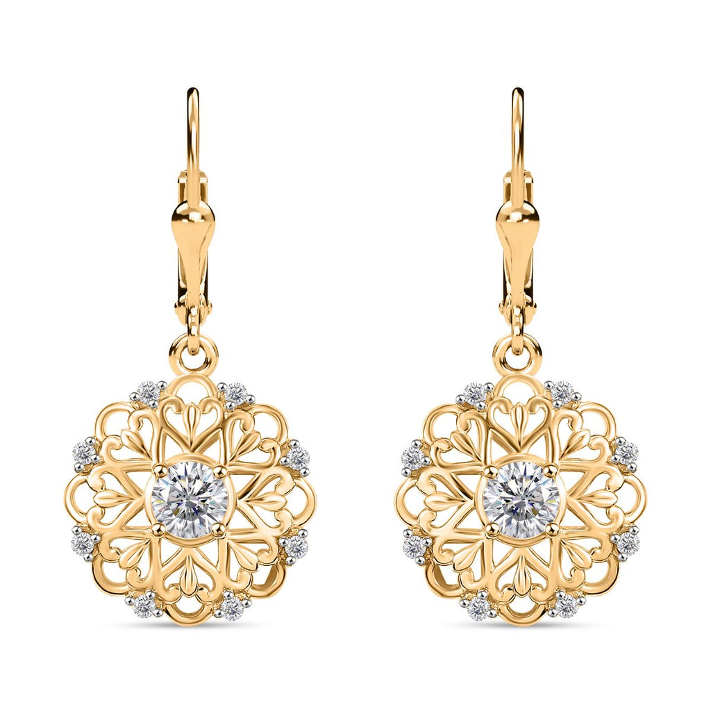 Moissanit Ohrringe 925 Silber 750 Gelbgold Vermeil