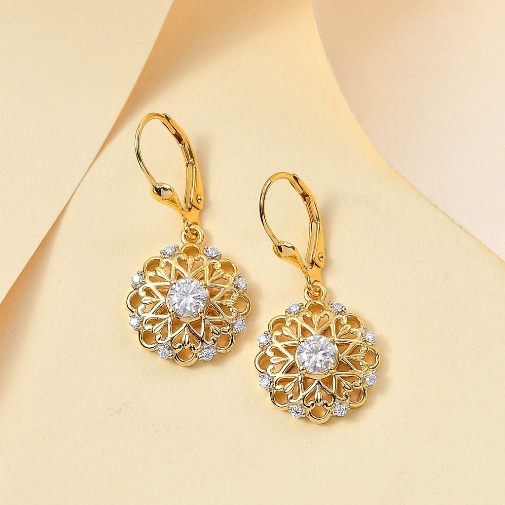 Moissanit Ohrringe 925 Silber 750 Gelbgold Vermeil