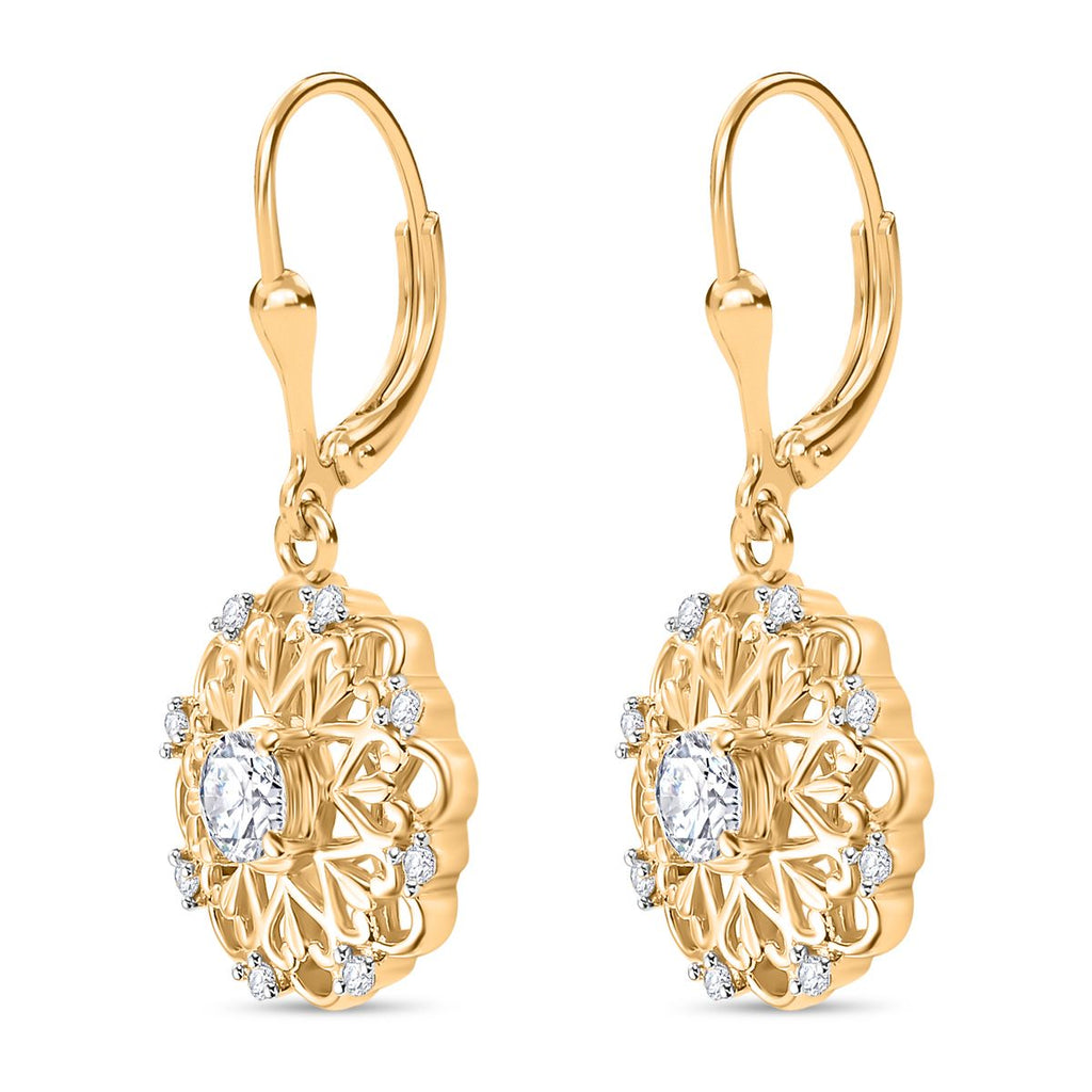 Moissanit Ohrringe 925 Silber 750 Gelbgold Vermeil