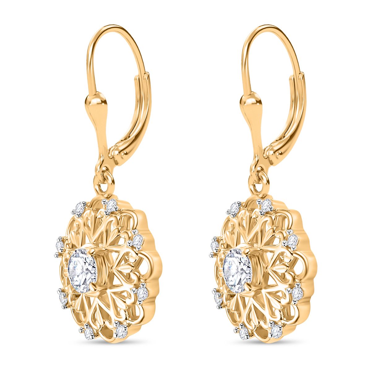 Moissanit Ohrringe 925 Silber 750 Gelbgold Vermeil