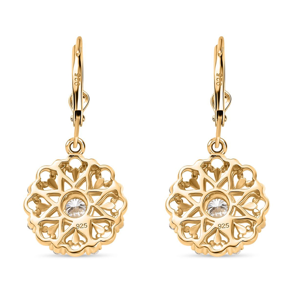 Moissanit Ohrringe 925 Silber 750 Gelbgold Vermeil