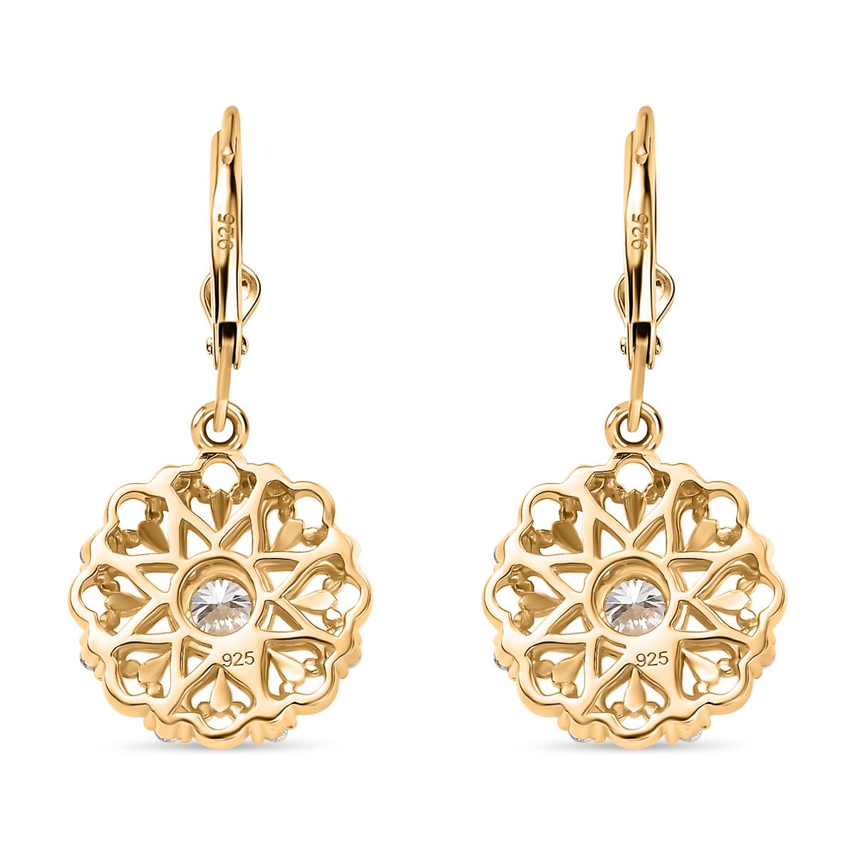 Moissanit Ohrringe 925 Silber 750 Gelbgold Vermeil