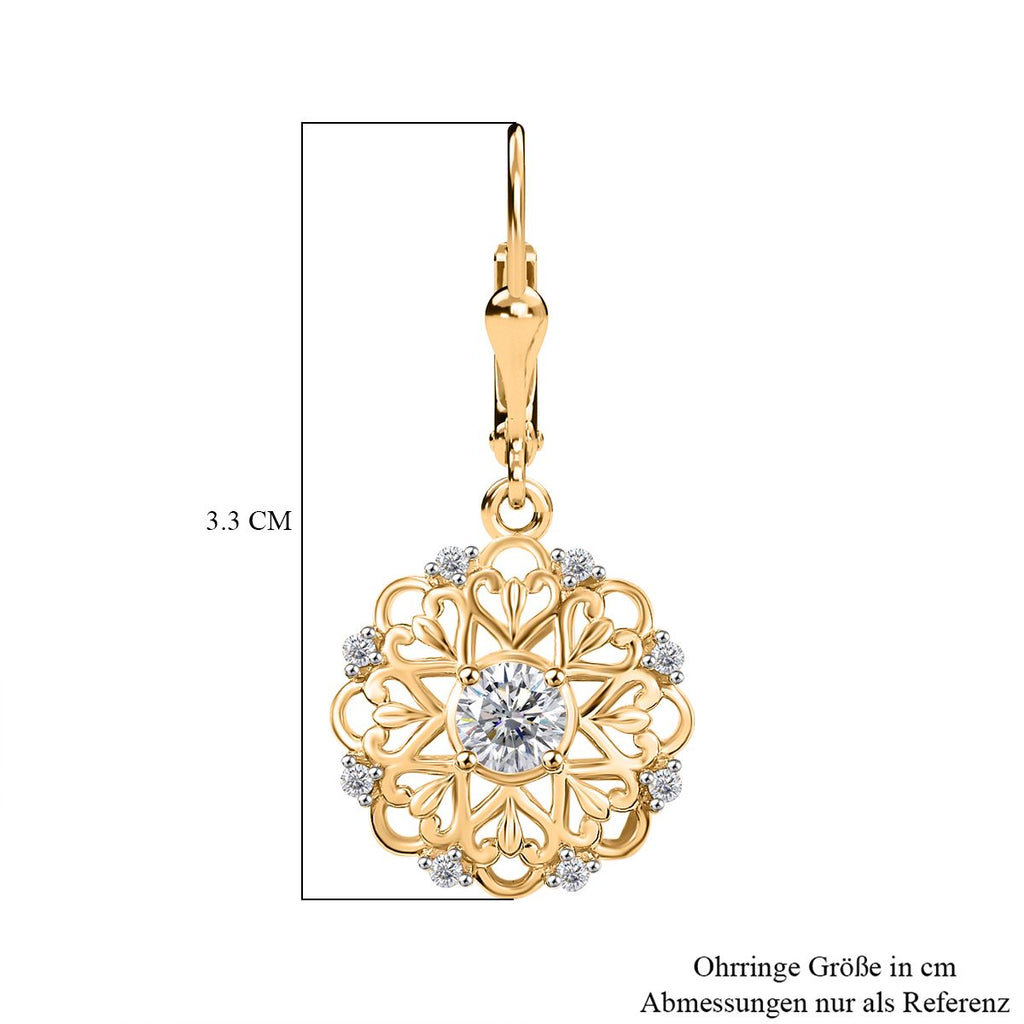 Moissanit Ohrringe 925 Silber 750 Gelbgold Vermeil