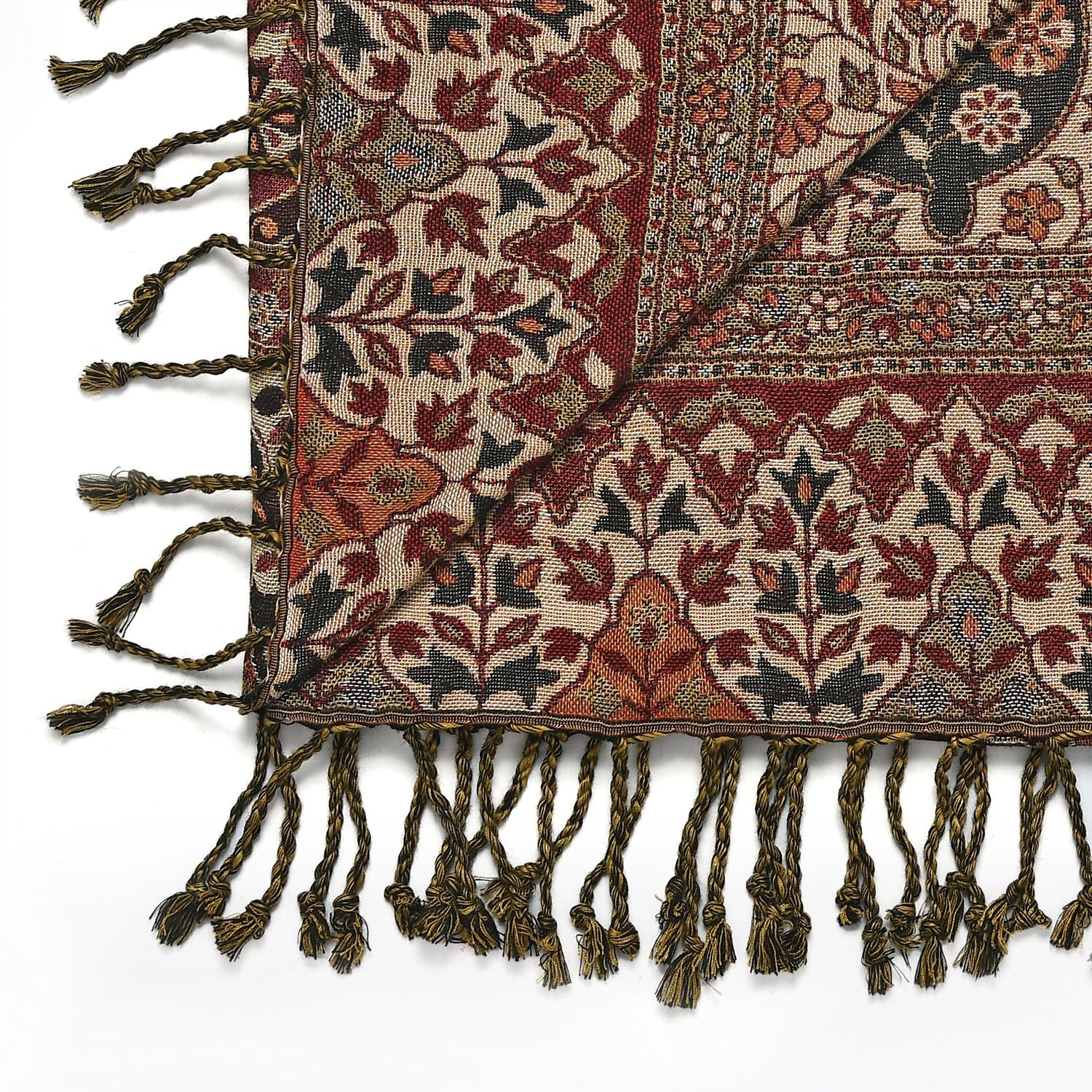 Jamawar-Schal, Viskose, 3-Schiffchen-Webung, 70x200 cm, Blumen