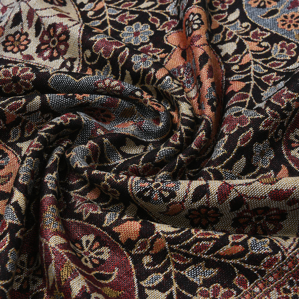 Jamawar-Schal, Viskose, 3-Schiffchen-Webung, 70x200 cm, Blumen