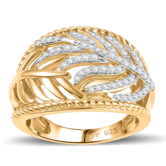 Zirkonia Ring 925 Silber Rhodiniert und 750 Gelbgold Vermeil (Größe 21.00) 0.83 ct
